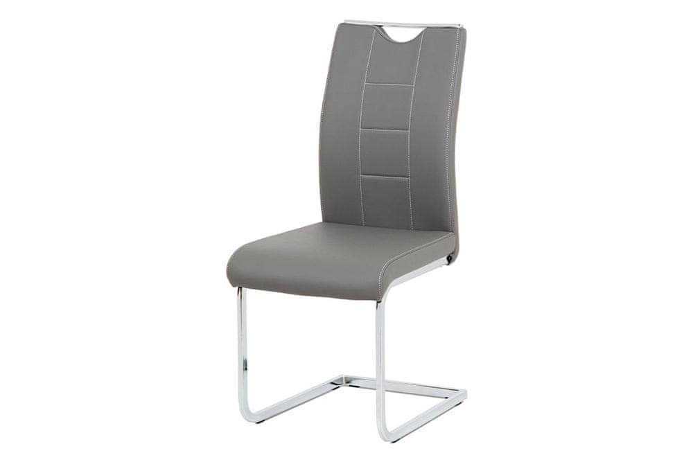 Autronic jedálenská stolička sivá koženka / chróm DCL-411 GREY